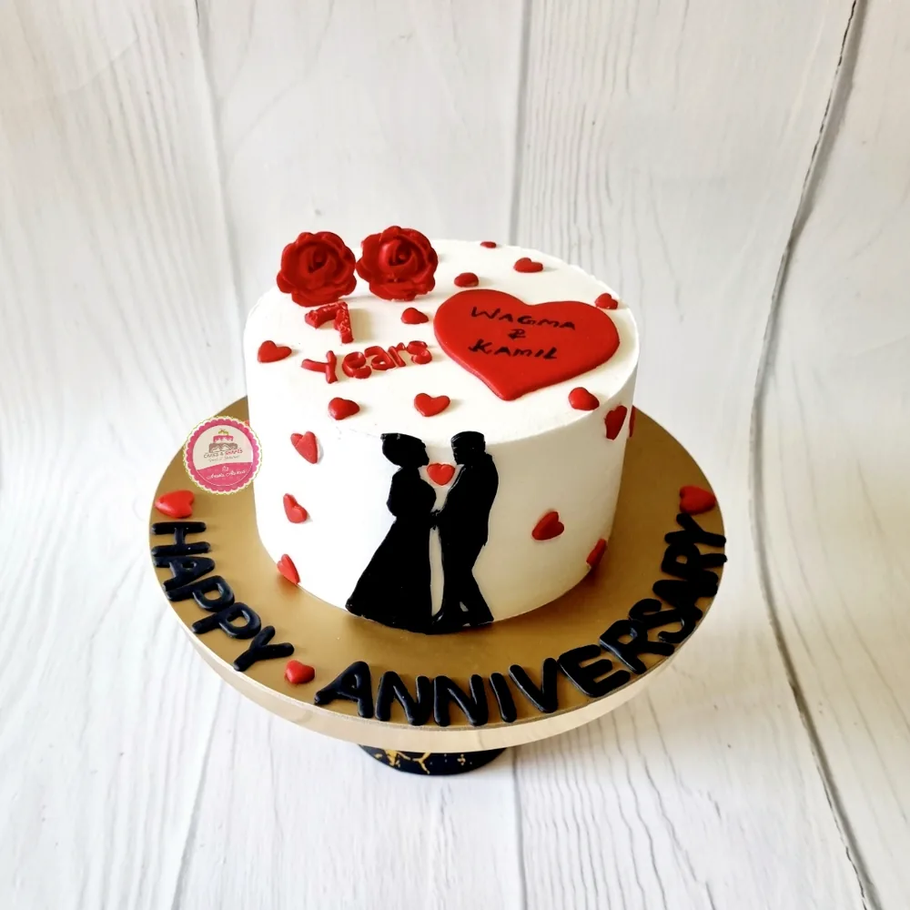 Anniversary & Engagement custom cake by Cakes & Shapes, Dubai — design code CS-0271