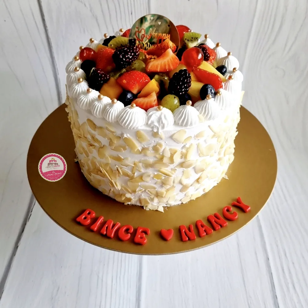 Anniversary & Engagement custom cake by Cakes & Shapes, Dubai — design code CS-0324